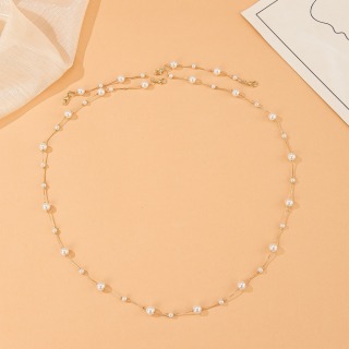 سلسلة مجوهرات على شكل سلسلة الخصر للسيدات من اللؤلؤ الذهبي