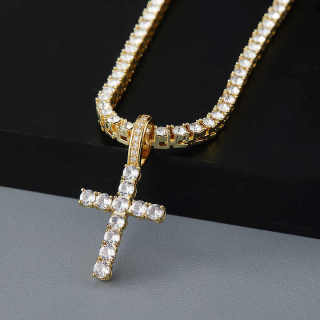 Gold Diamond Cross Pendant Necklace