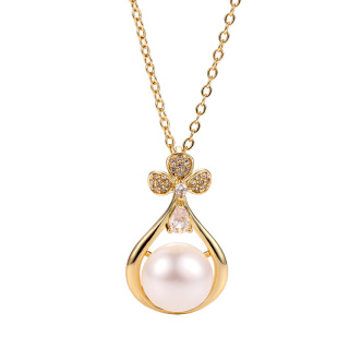 Gold Real Freshwater Pearl Necklace Women
