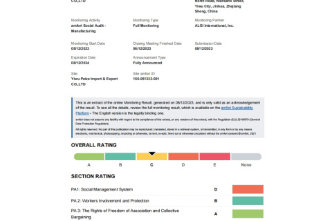 Nossa fábrica passa na auditoria BSCI