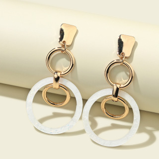 مجوهرات أقراط ذهبية طويلة من الأكريليك دائرية مبالغ فيها بشكل شخصي