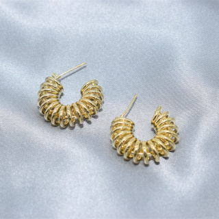 Anting-anting Berbentuk Geometrik Logam Keluli Tahan Karat Bersalut Emas