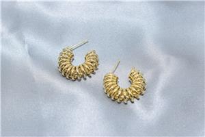 Позолоченные металлические серьги из нержавеющей стали геометрической формы