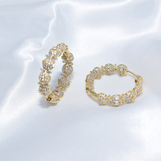 Позолоченные металлические серьги из нержавеющей стали геометрической формы