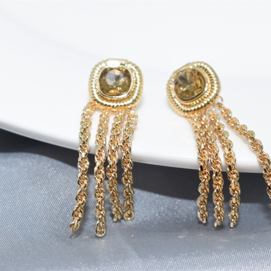 Kwastje oorbellen voor vrouwen, gouden statement oorbellen, gouden bungeloorbellen, kwastje drop oorbellen, sieraden cadeau dames feestmode