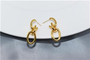 أقراط جديدة مطلية بالذهب عيار 18 قيراط مقاومة للماء مصنوعة من الفولاذ المقاوم للصدأ ومضادة للحساسية بتصميم هندسي على شكل دائرة وخالية من التشويه