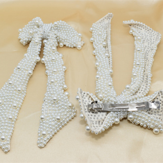 Pearl bow hair clips fashion Bow Hair Clips Handmade hair accessories