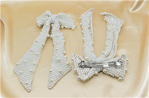 Pearl bow hair clips fashion Bow Hair Clips Handmade hair accessories