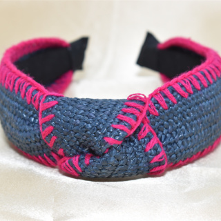 Нови дамски сламени ленти за коса, ръчно изработени бохемски широки ленти за коса с кръстосани възли Аксесоари за коса