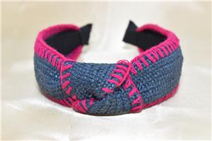 Нови дамски сламени ленти за коса, ръчно изработени бохемски широки ленти за коса с кръстосани възли Аксесоари за коса