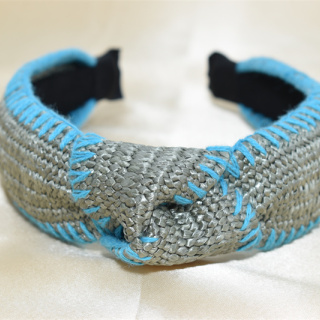 Нови дамски сламени ленти за коса, ръчно изработени бохемски широки ленти за коса с кръстосани възли Аксесоари за коса