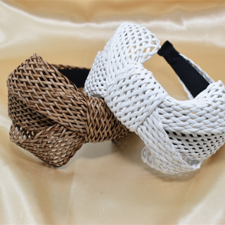 Чист цвят Широка версия Слама мамо Тъкани Лък лента за глава Дамска прическа Аксесоари за коса на едро