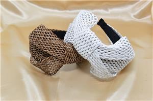 لون نقي نسخة واسعة القش أماه المنسوجة القوس عقال السيدات غطاء الرأس إكسسوارات الشعر بالجملة