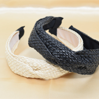 لون نقي نسخة واسعة القش أماه المنسوجة القوس عقال السيدات غطاء الرأس إكسسوارات الشعر بالجملة