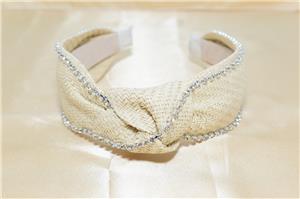 Моден аксесоар за коса със смесен цвят от слама, ръчно изработена персонализирана широка лента за глава с кристален възел