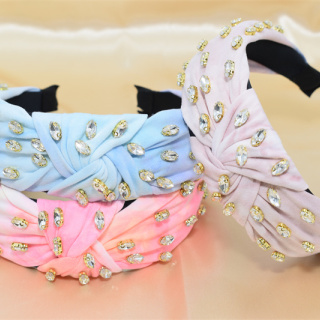 Fascia per capelli Miglior fascia colorata con diamanti Fasce per capelli bling di lusso Strass di alta qualità Nuova immagine per capelli Colore del tempo Materiale