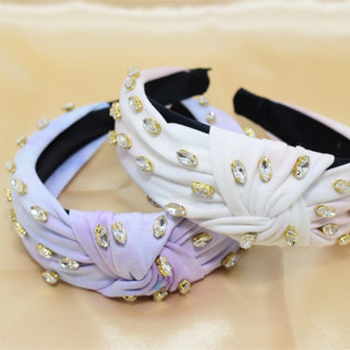 Fascia per capelli Miglior fascia colorata con diamanti Fasce per capelli bling di lusso Strass di alta qualità Nuova immagine per capelli Colore del tempo Materiale