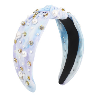 Hot Sell Spring Fashion Fabric Tie-dyed Headbands Studded Rhinestone Luxury Hair accessories Colorful Knotted Hair Band