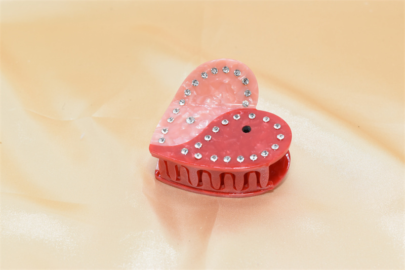 Hoge Kwaliteit 2024 Luxe Valentijnsdag Thema Haaraccessoires Bling Strass Kralen Lip Hartvorm Acetaat Haarklauw Clips