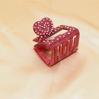 Висококачествени 2024 г. Луксозни тематични аксесоари за коса за Свети Валентин Bling кристал Мънистен Устна сърце Форма Ацетат коса Нокът Щипки