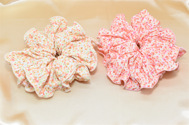 Mode Vrouwen Accessoire Bulk Elastische Haarbanden Aangepaste Roze Blauwe Bloem Haarbanden Meisjes Groothandel Stoffen Scrunchies