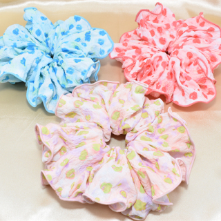 Accessorio per donna alla moda Fasce elastiche per capelli sfuse Fasce per capelli personalizzate con fiore rosa blu per ragazze Scrunchies in tessuto all'ingrosso