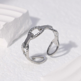 Нержавеющая сталь, простая цепочка в форме листа, регулируемое кольцо на палец для женщин, винтажные открытые геометрические кольца в форме сердца