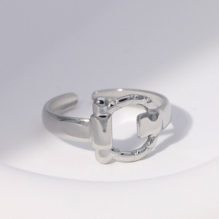 Нержавеющая сталь, простая цепочка в форме листа, регулируемое кольцо на палец для женщин, винтажные открытые геометрические кольца в форме сердца