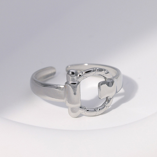 Roestvrij staal eenvoudig blad liefde ketting vorm verstelbare vingerring voor dames Vintage open geometrische hartringen