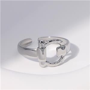 Нержавеющая сталь, простая цепочка в форме листа, регулируемое кольцо на палец для женщин, винтажные открытые геометрические кольца в форме сердца