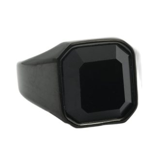 Модные ювелирные изделия изумрудной формы, черное стеклянное кольцо из нержавеющей стали с камнем для мужчин