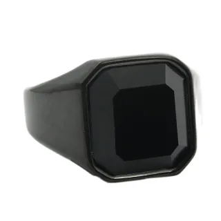 Anello in acciaio inossidabile con pietra di vetro nero a forma di smeraldo per gioielli di moda da uomo