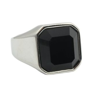 Модные ювелирные изделия изумрудной формы, черное стеклянное кольцо из нержавеющей стали с камнем для мужчин