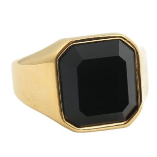 Модные ювелирные изделия изумрудной формы, черное стеклянное кольцо из нержавеющей стали с камнем для мужчин