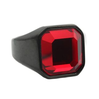 Модные ювелирные изделия изумрудной формы, черное стеклянное кольцо из нержавеющей стали с камнем для мужчин