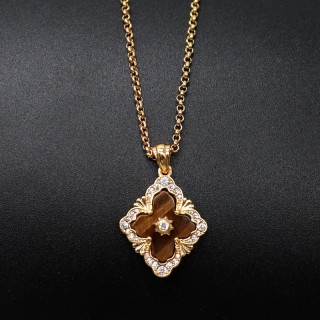 Персонализированное эмалированное Китайское ювелирное ожерелье из нержавеющей стали с четырьмя листами для женщин