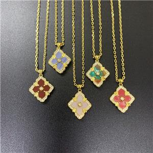 Персонализированное эмалированное Китайское ювелирное ожерелье из нержавеющей стали с четырьмя листами для женщин