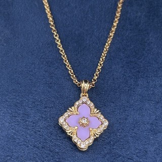 Персонализированное эмалированное Китайское ювелирное ожерелье из нержавеющей стали с четырьмя листами для женщин