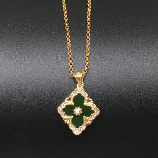 Персонализированное эмалированное Китайское ювелирное ожерелье из нержавеющей стали с четырьмя листами для женщин