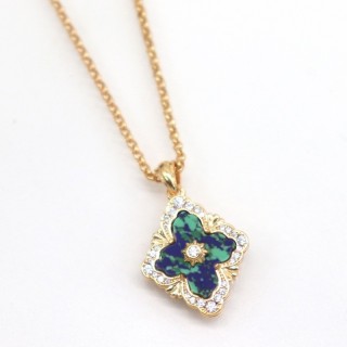 Персонализированное эмалированное Китайское ювелирное ожерелье из нержавеющей стали с четырьмя листами для женщин