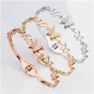 Модный корейский стиль браслет из титановой стали с бабочкой, открывающийся весной, не выцветает, ювелирные изделия оптом