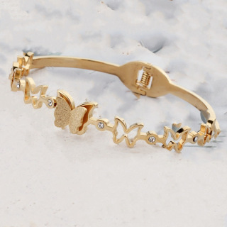 Модный корейский стиль браслет из титановой стали с бабочкой, открывающийся весной, не выцветает, ювелирные изделия оптом