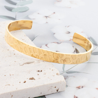 Изысканные модные ювелирные изделия, браслеты-манжеты из нержавеющей стали с галькой, C-образные браслеты-манжеты, позолоченные вечерние подарки для мужчин и женщин