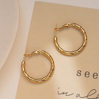 Neues Design, 14 Karat vergoldet, modischer Creolen-Ohrring aus Edelstahl für Damen