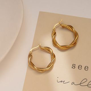 Neues Design, 14 Karat vergoldet, modischer Creolen-Ohrring aus Edelstahl für Damen