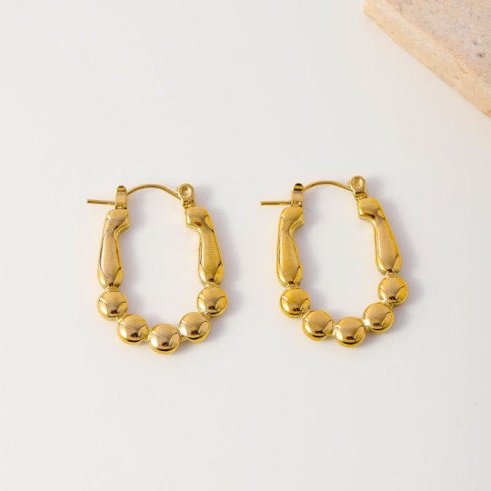 U-förmige vergoldete Ohrringe aus Edelstahl im französischen Design mit Hammerschlagmuster, modisch und personalisierbar für Damen