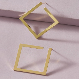 Edelstahl Schmuck Geometrische Große Raute Ohrringe Glänzende Goldfarbe Für Frauen Tropfen Ohrringe