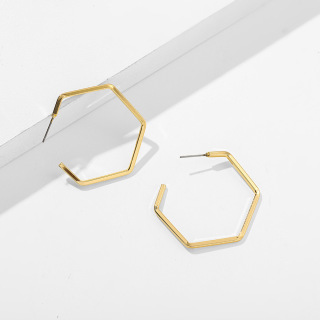 مجوهرات من الفولاذ المقاوم للصدأ أقراط هندسية كبيرة المعين لون ذهبي لامع للنساء أقراط متدلية