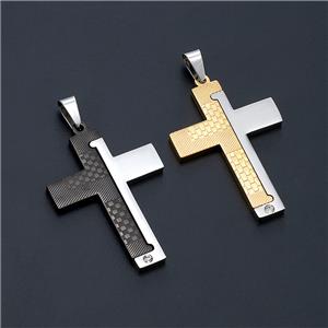 Двойной цветной крест из титановой стали, персонализированный мужской кулон из нержавеющей стали