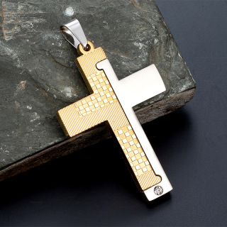 Двойной цветной крест из титановой стали, персонализированный мужской кулон из нержавеющей стали